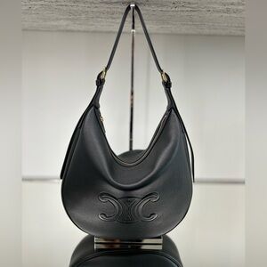 CELINE HELOISE BAG CUIR TRIOMPHE IN SUPPLE CALFSKIN BLACK HOBO LARGE